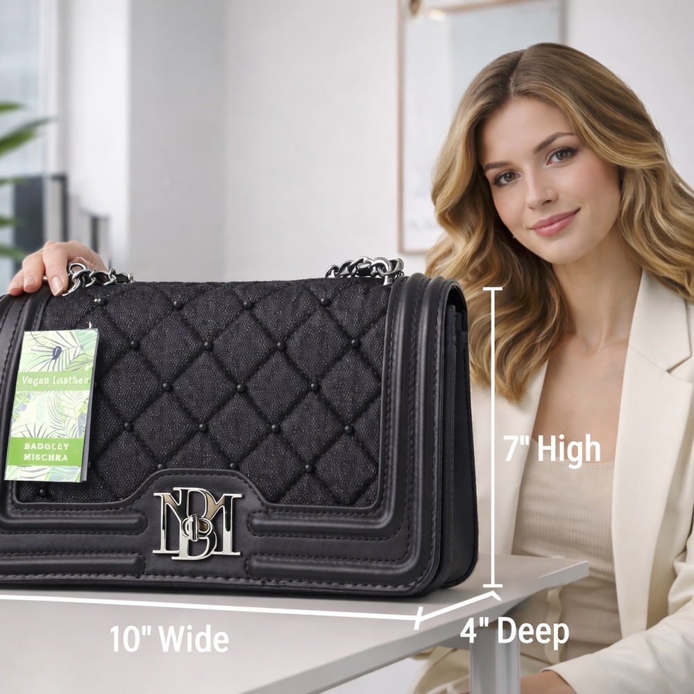 Badgley Mischka Black Quilted Shoulder Bag